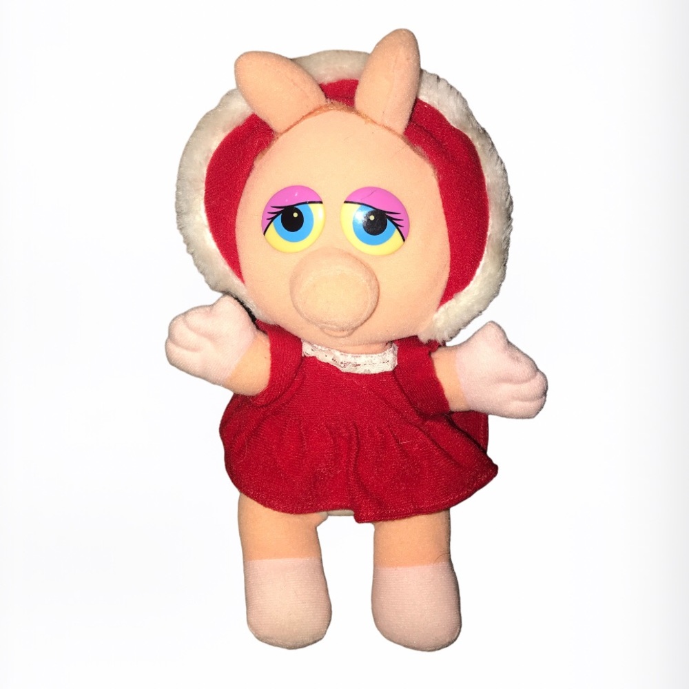 Vintage 1987 Henson Baby Miss Piggy Christmas Collectible Muppet Plush